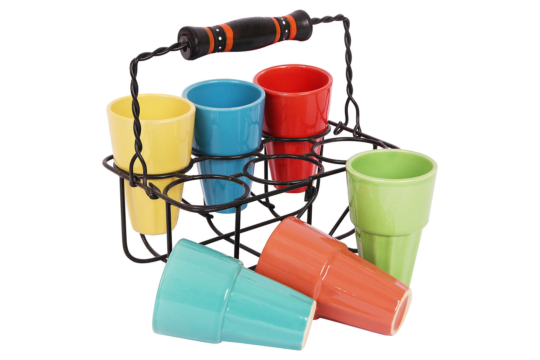 CERAMIC CHAI GLASS WITH STAND (SET OF 6)