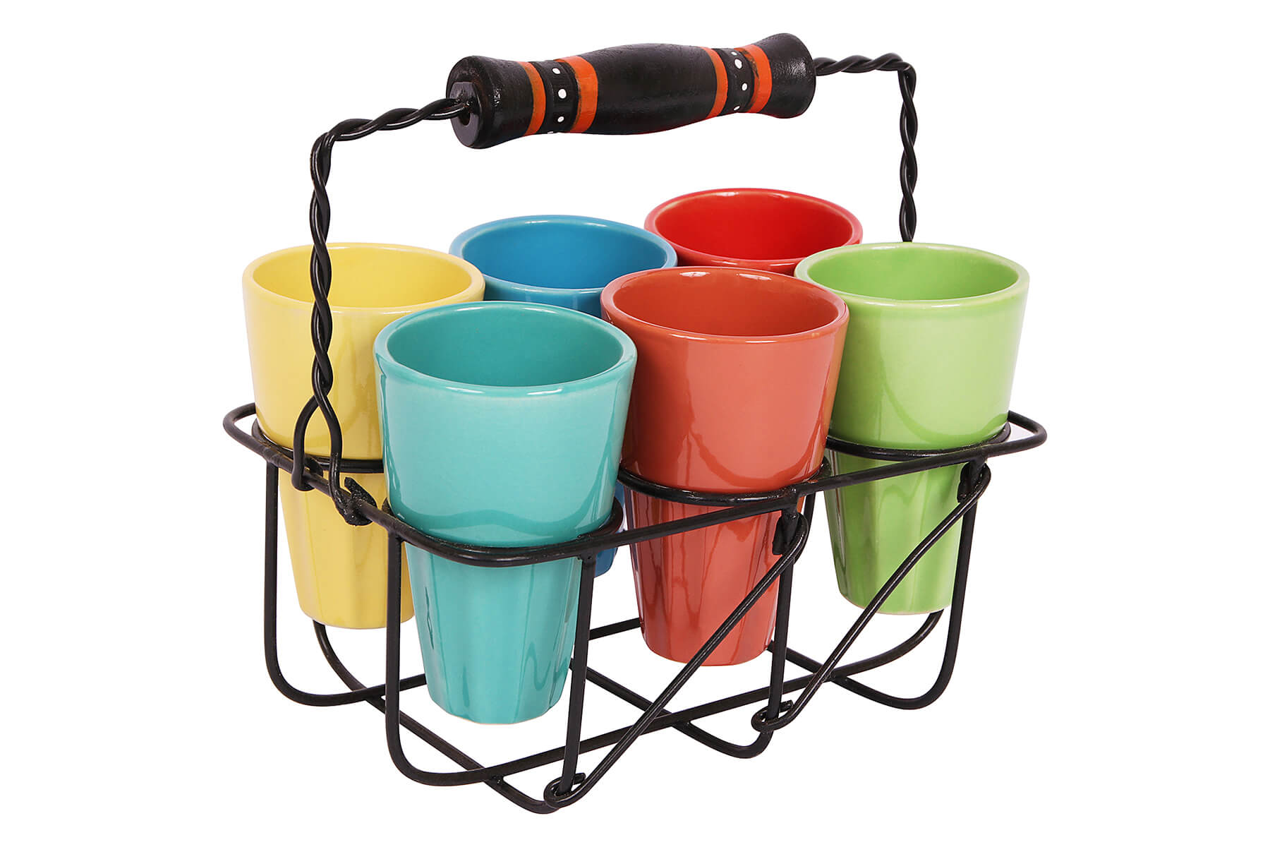 CERAMIC CHAI GLASS WITH STAND (SET OF 6)