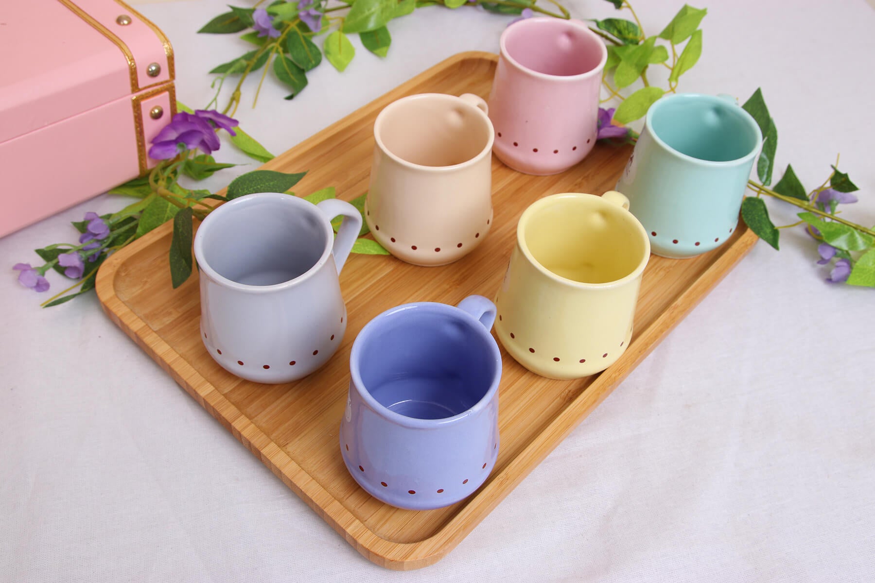 Handcrafted Ceramic Pastel Conical Multicolor Chai Cups – Set of 6