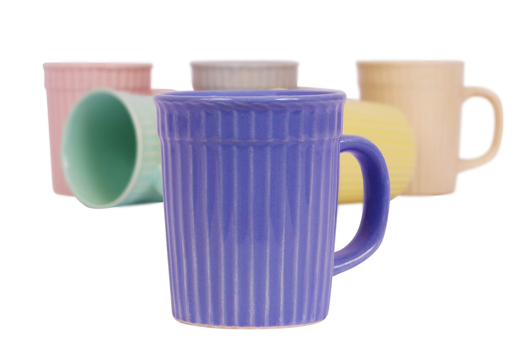 Ceramic Pastel Frontier Milk/Coffee/Tea Mug/Beverage Mug with Handle – Set of 6