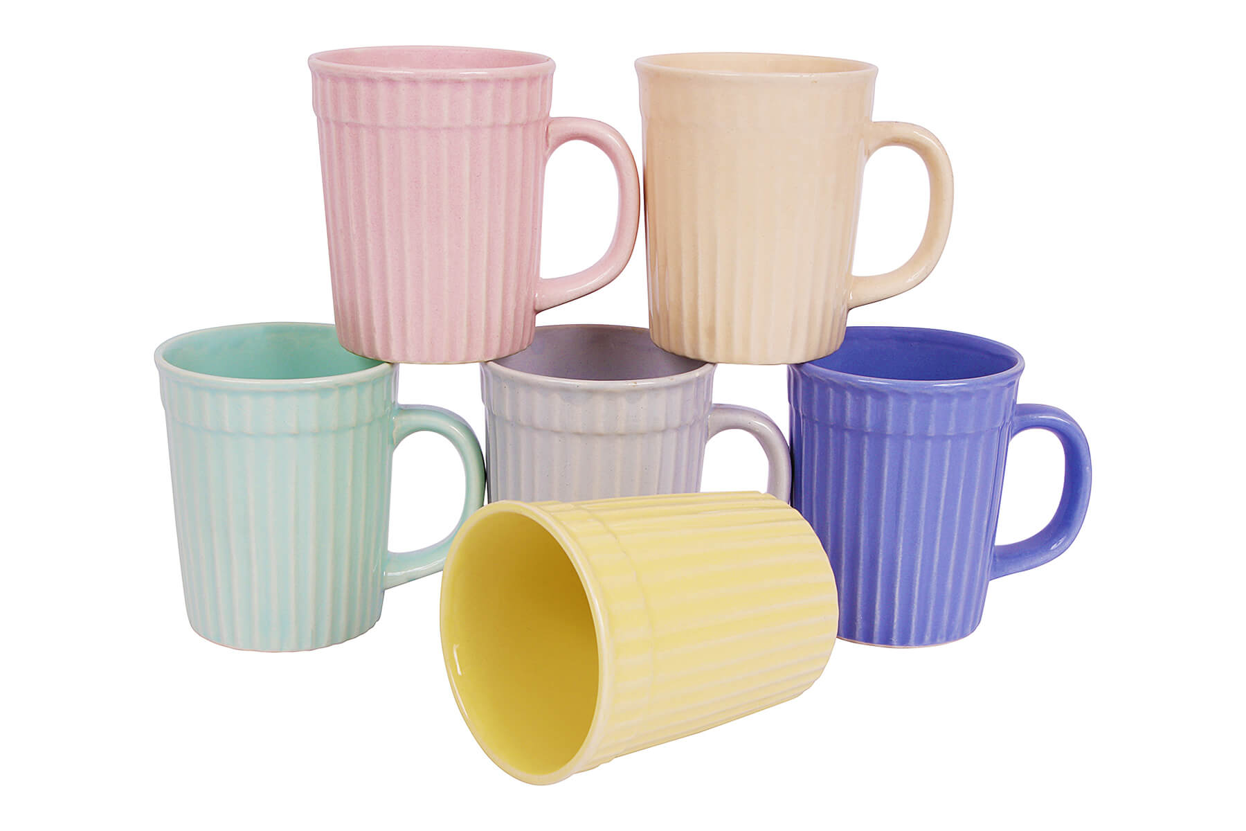 Ceramic Pastel Frontier Milk/Coffee/Tea Mug/Beverage Mug with Handle – Set of 6