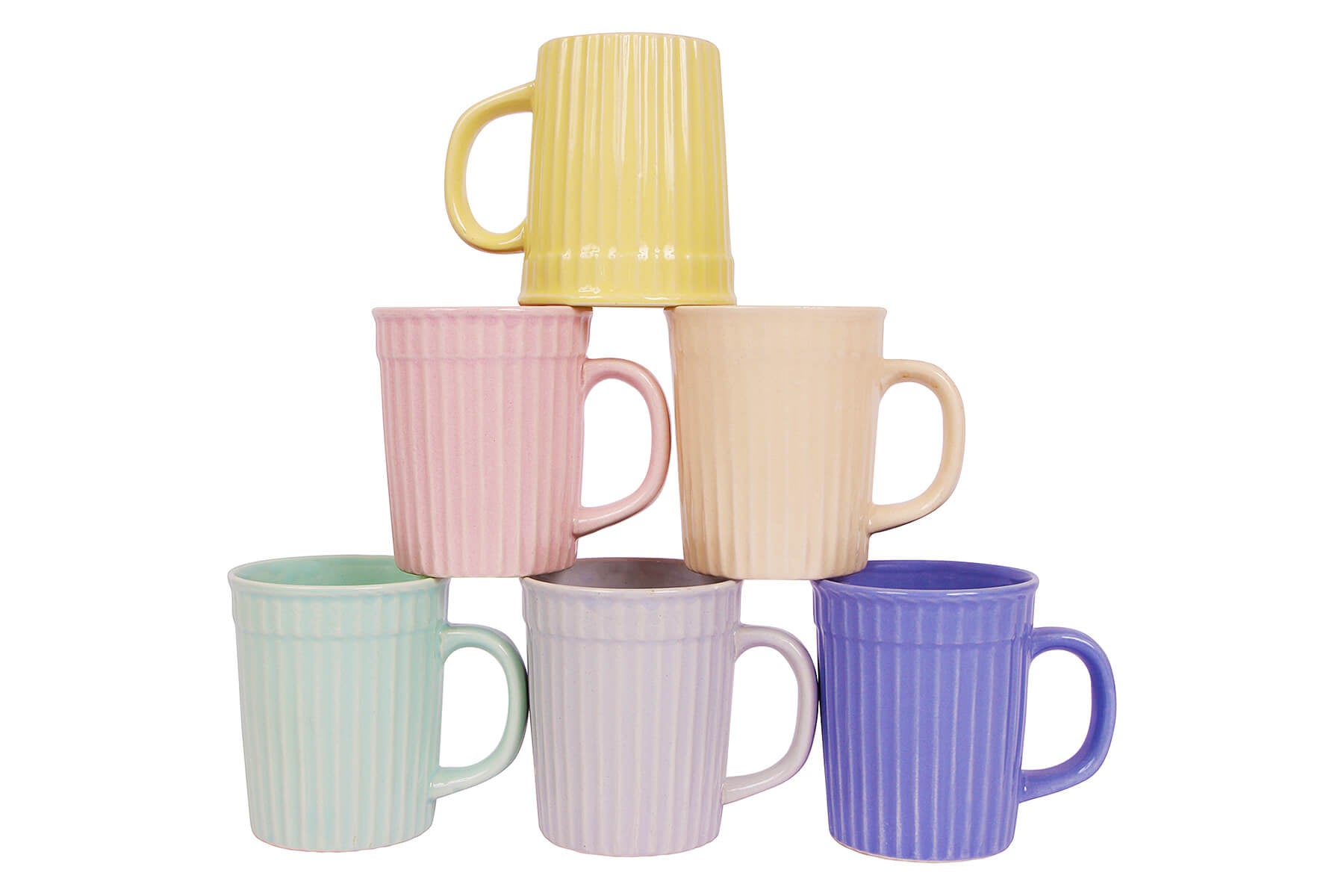 Ceramic Pastel Frontier Milk/Coffee/Tea Mug/Beverage Mug with Handle – Set of 6