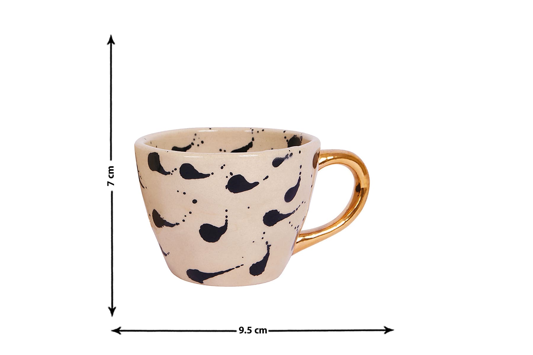 HANDMADE IVORY CERAMIC MUGS WITH BLACK TRAIL DESIGN (SET OF 2)