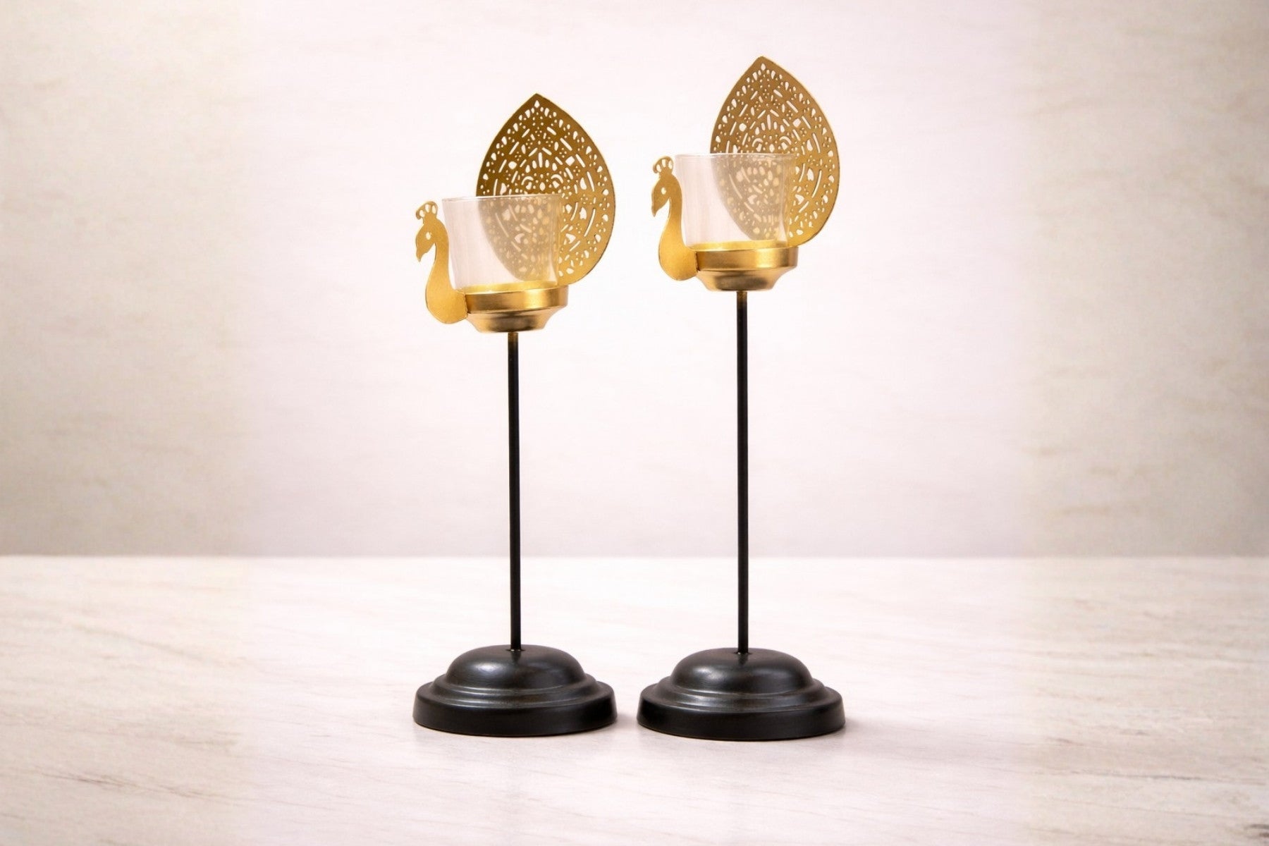 PEACOCK TEA LIGHT HOLDER (Set of 2)