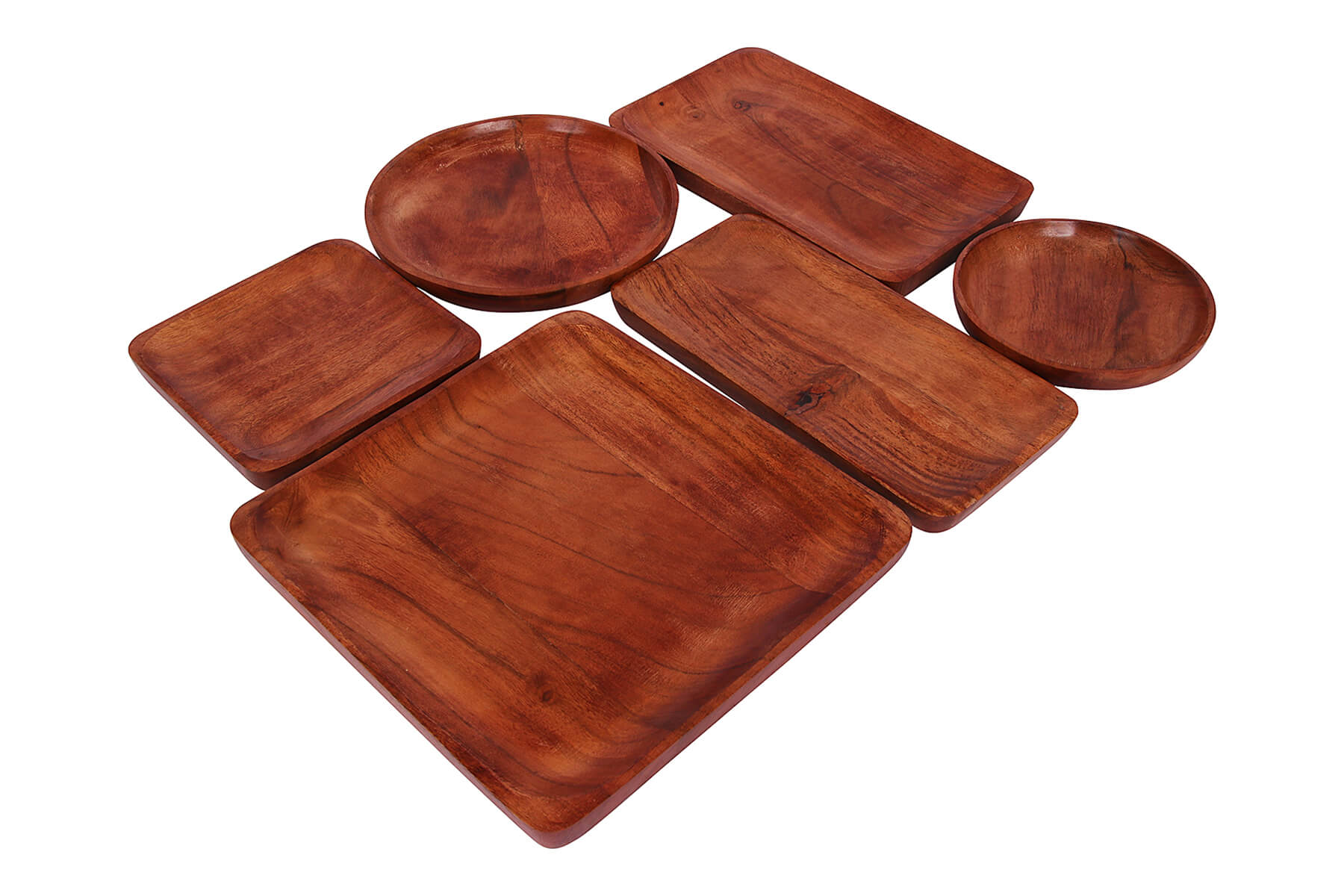 WOODEN ACACIA PLATTER SET OF 6
