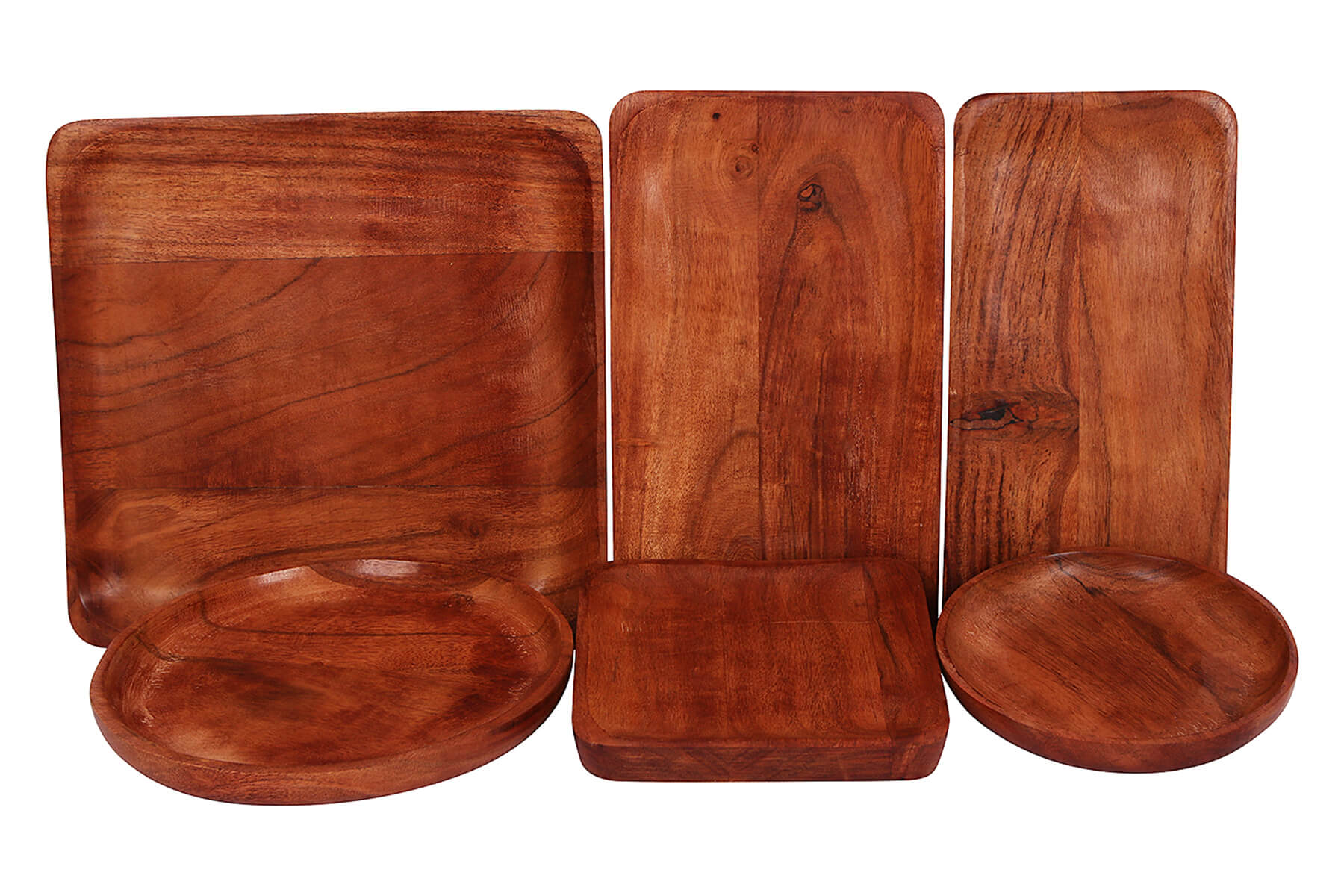 WOODEN ACACIA PLATTER SET OF 6