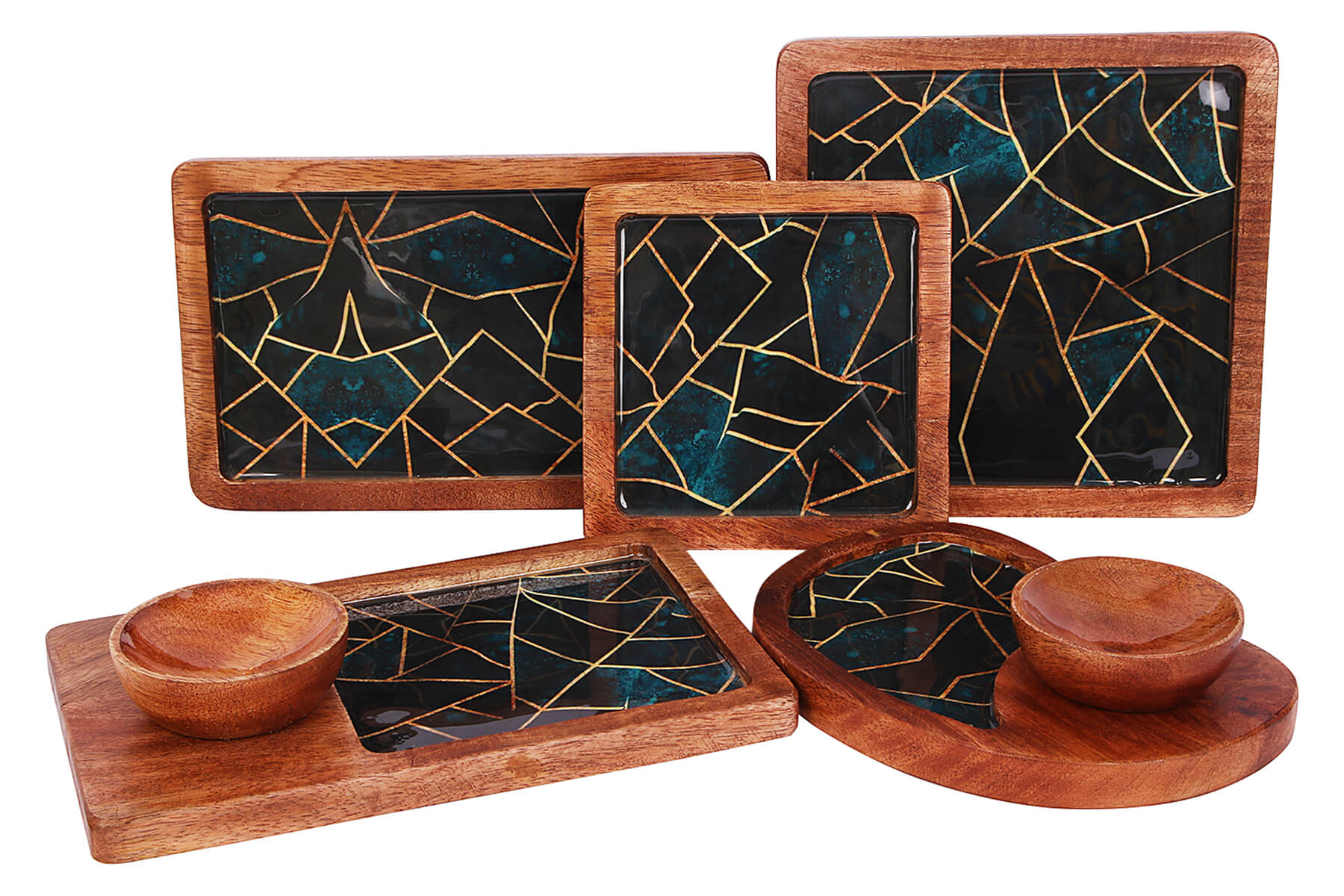 WOODEN SERVING PLATTER SET / ELITE DESIGN MANGO WOOD PLATTER/ SET OF 5