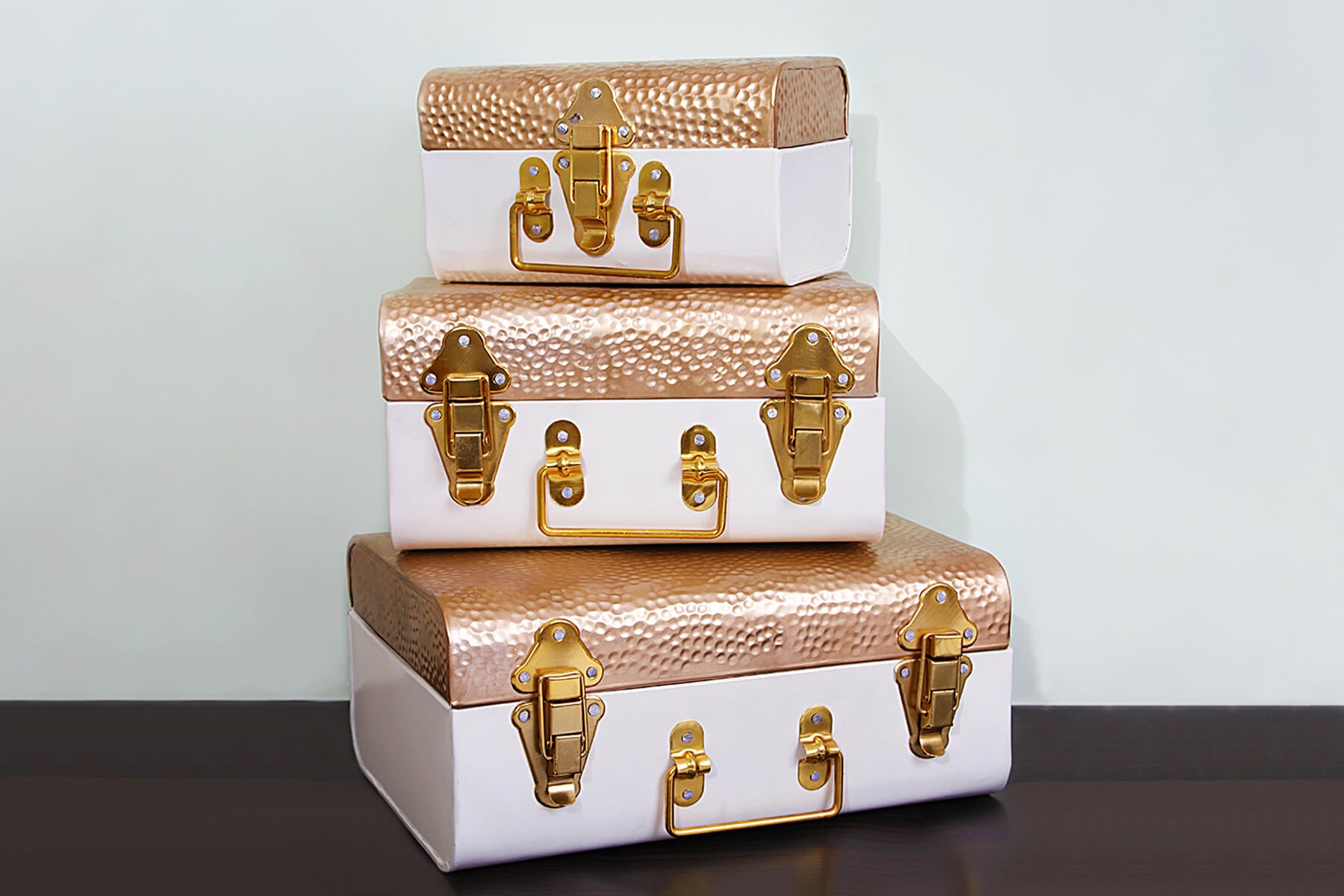 GOLD & IVORY TRUNK SET OF 3
