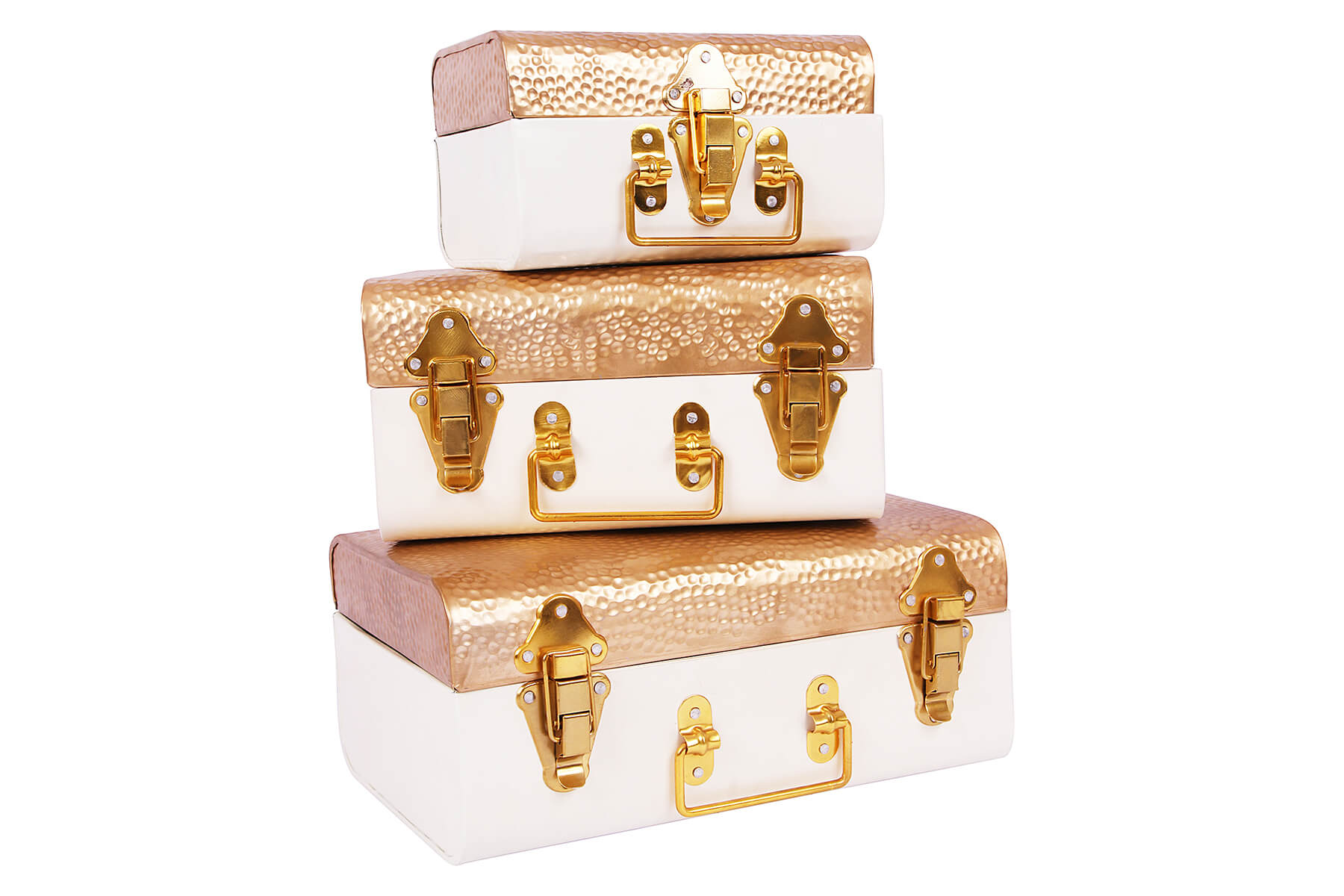 GOLD & IVORY TRUNK SET OF 3