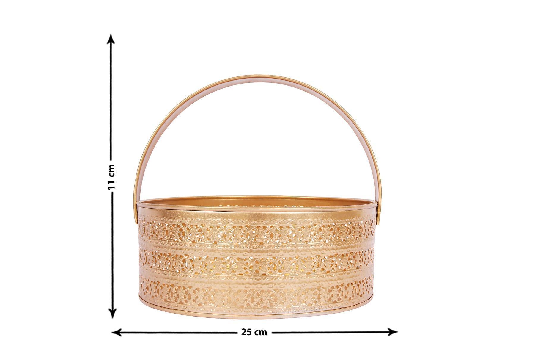 GOLD BASKET WITH HANDLE