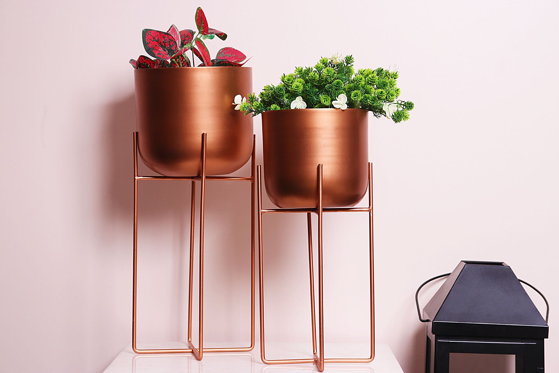 U-SHAPED COPPER PLANTERS SET OF 2