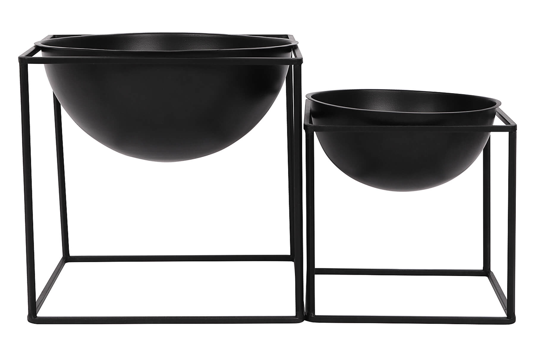 Black Metal Planter Stand Set of 2 – Modern Indoor Planters for Home Décor
