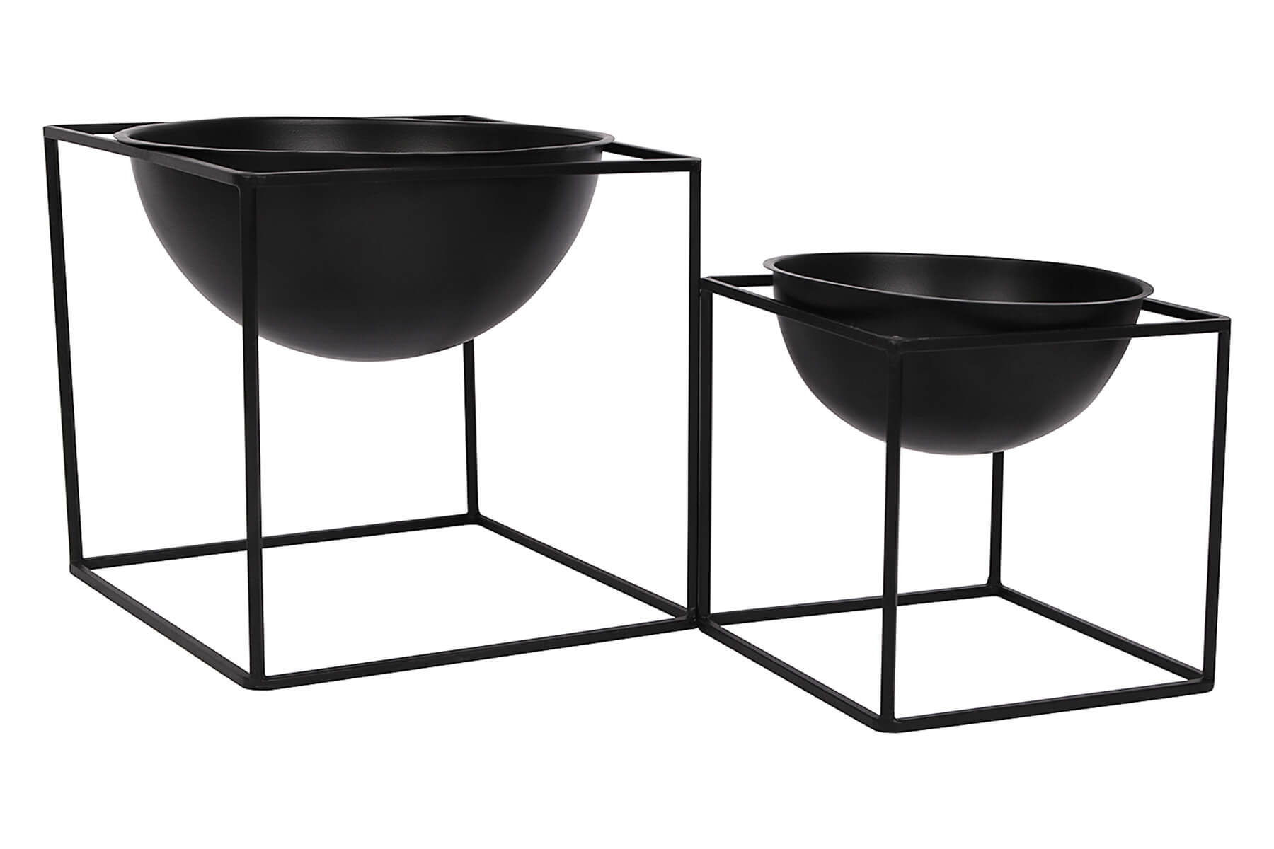 Black Metal Planter Stand Set of 2 – Modern Indoor Planters for Home Décor