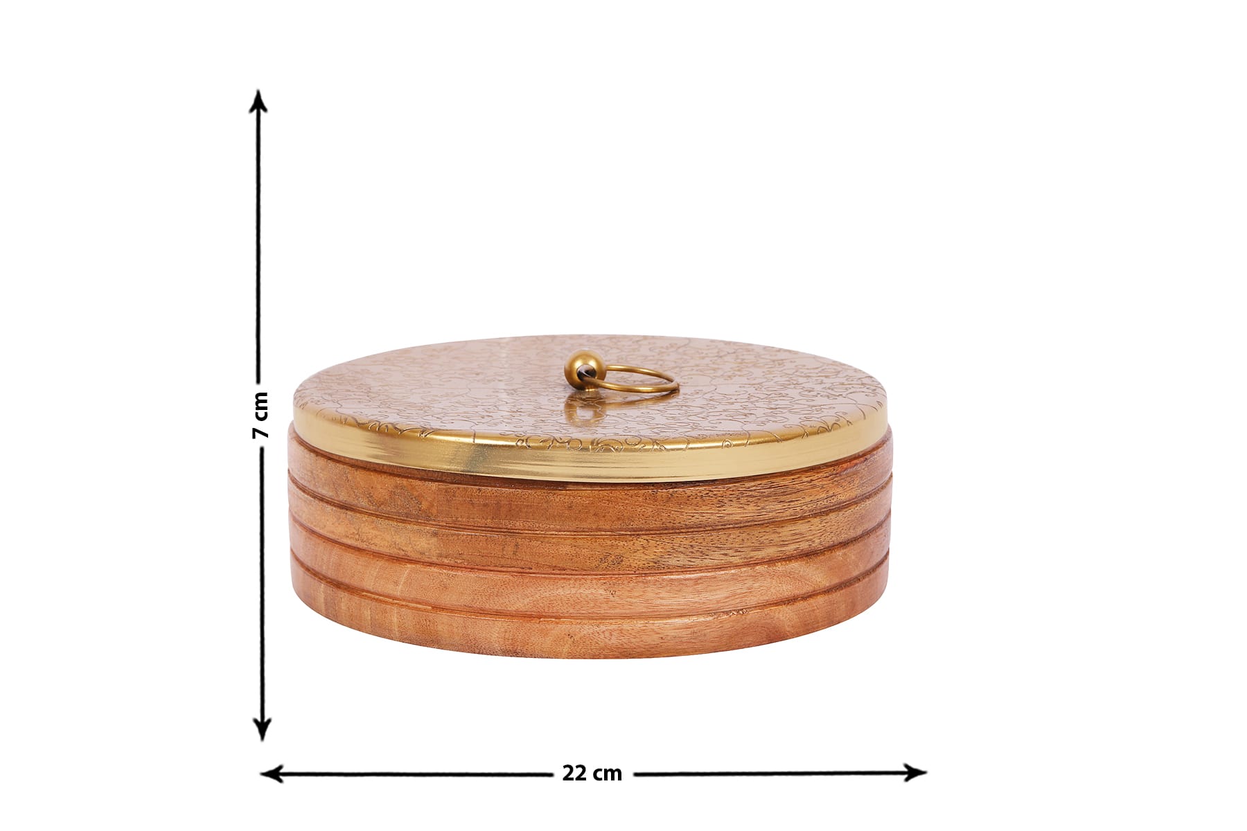 GOLDEN TWIGS MANGO WOOD AND METAL ROTI BOX WITH TONG