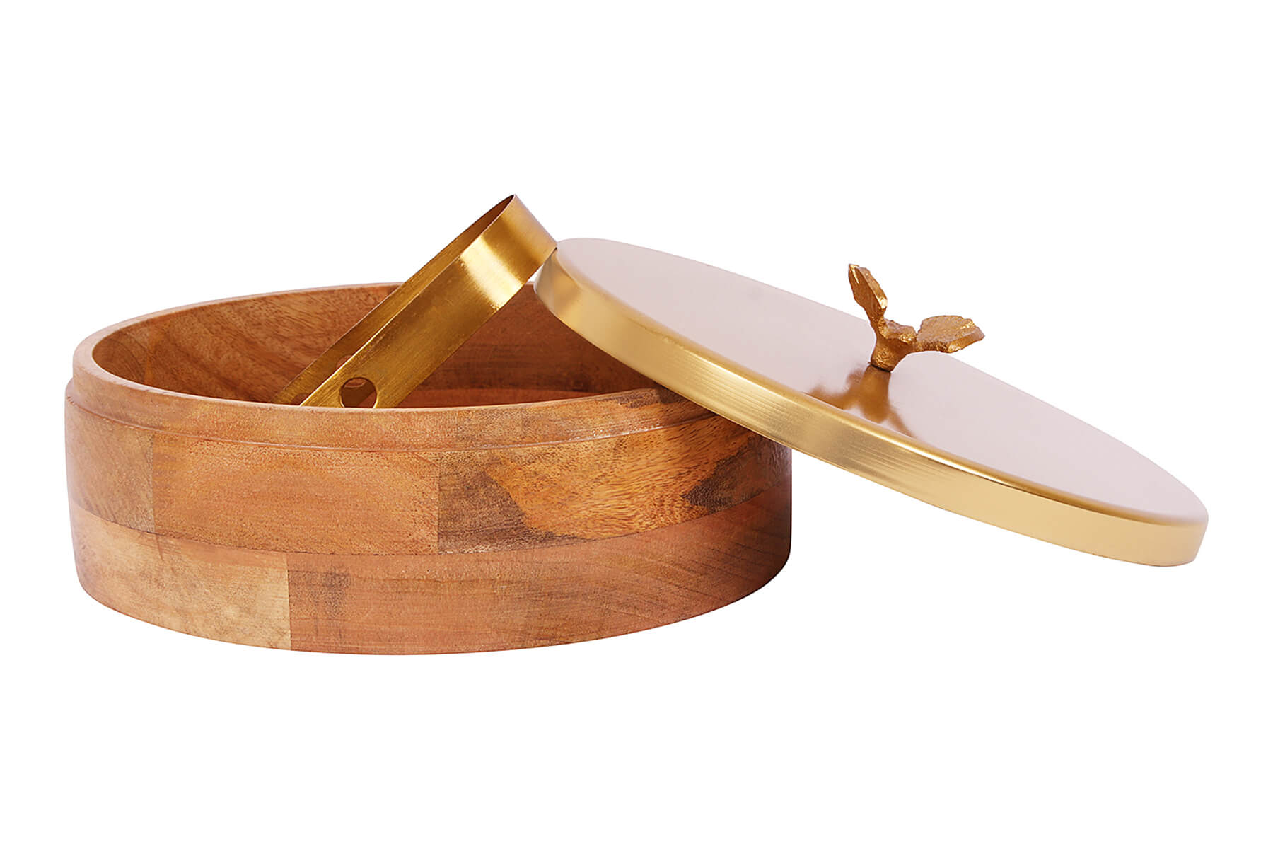 MANGO WOOD AND METAL ROTI BOX WITH BUTTERFLY KNOB
