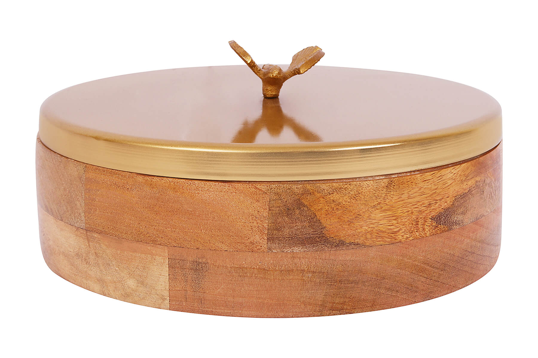 MANGO WOOD AND METAL ROTI BOX WITH BUTTERFLY KNOB