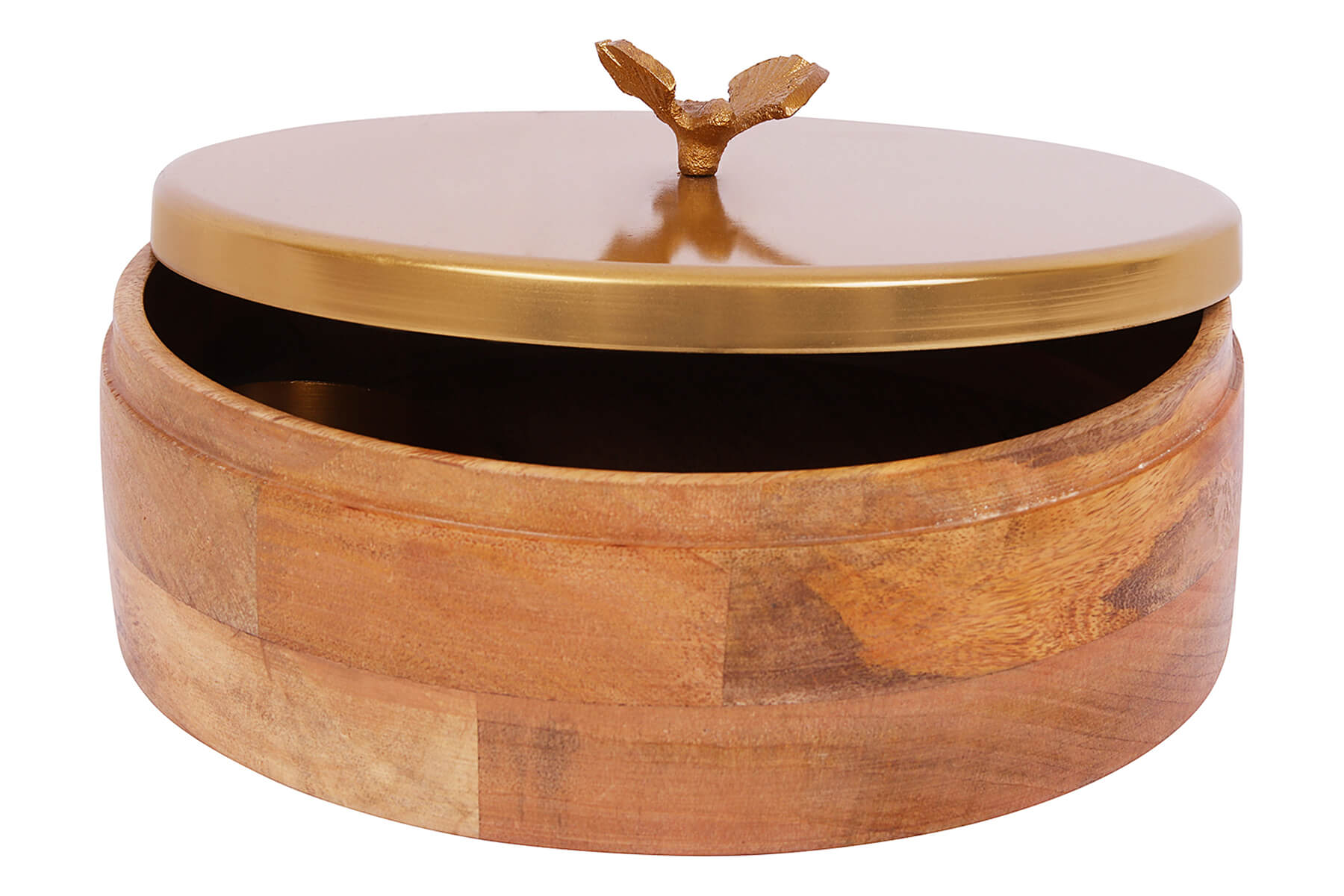 MANGO WOOD AND METAL ROTI BOX WITH BUTTERFLY KNOB