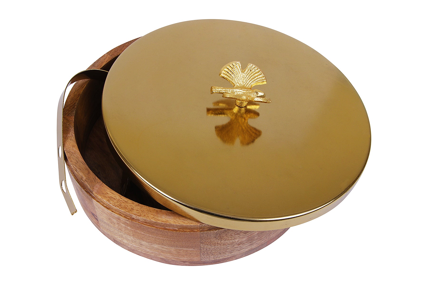 MANGO WOOD AND METAL ROTI BOX WITH BUTTERFLY KNOB