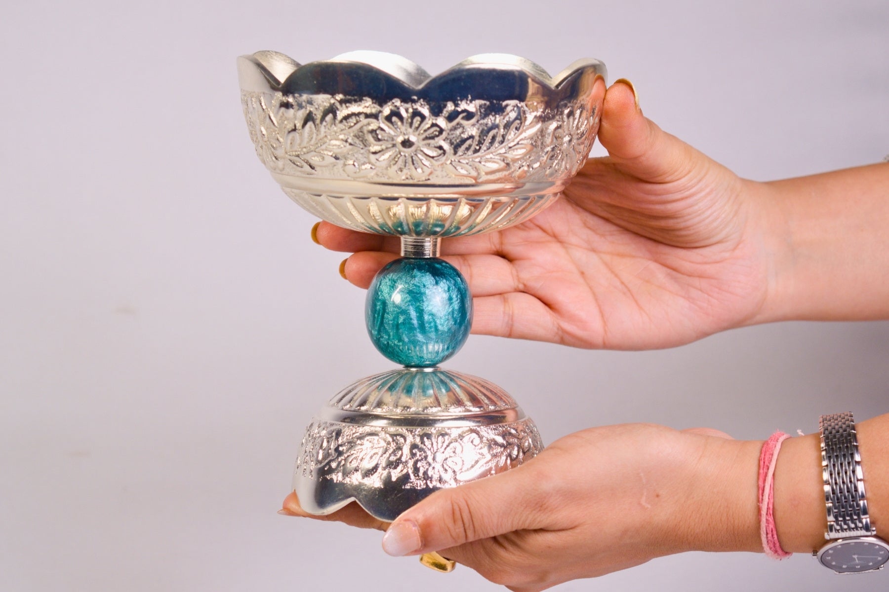 SILVER DRY FRUIT SERVING BOWL, TEALIGHT HOLDER & GIFTING JAR