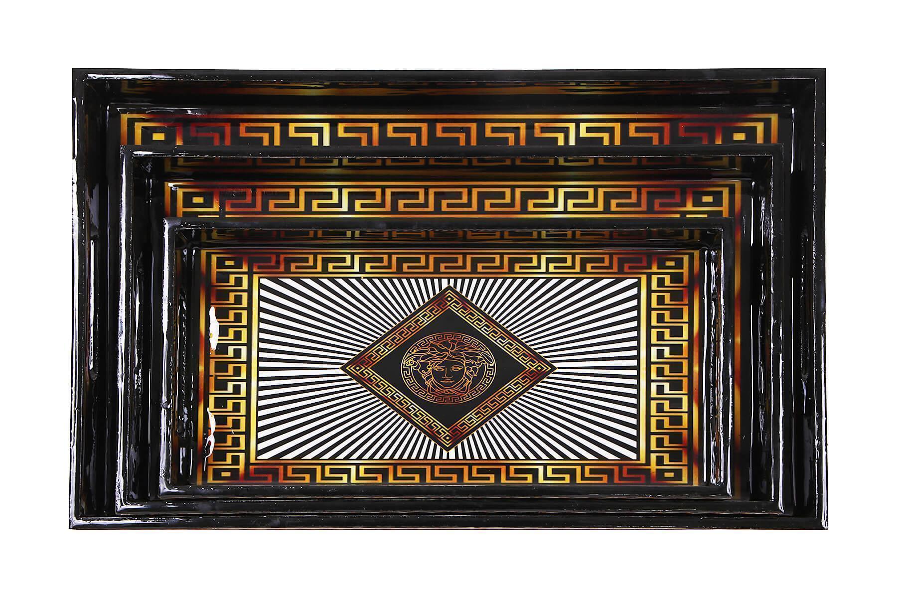 FACE DESIGN SERVING TRAYS SET OF 3