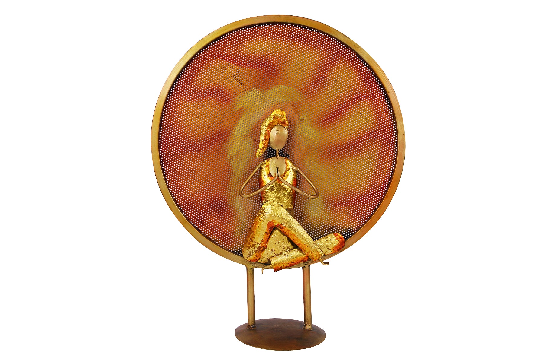 YOGA LADY STATUE/FIGURINE IN A RING IN NAMASKARA POSE