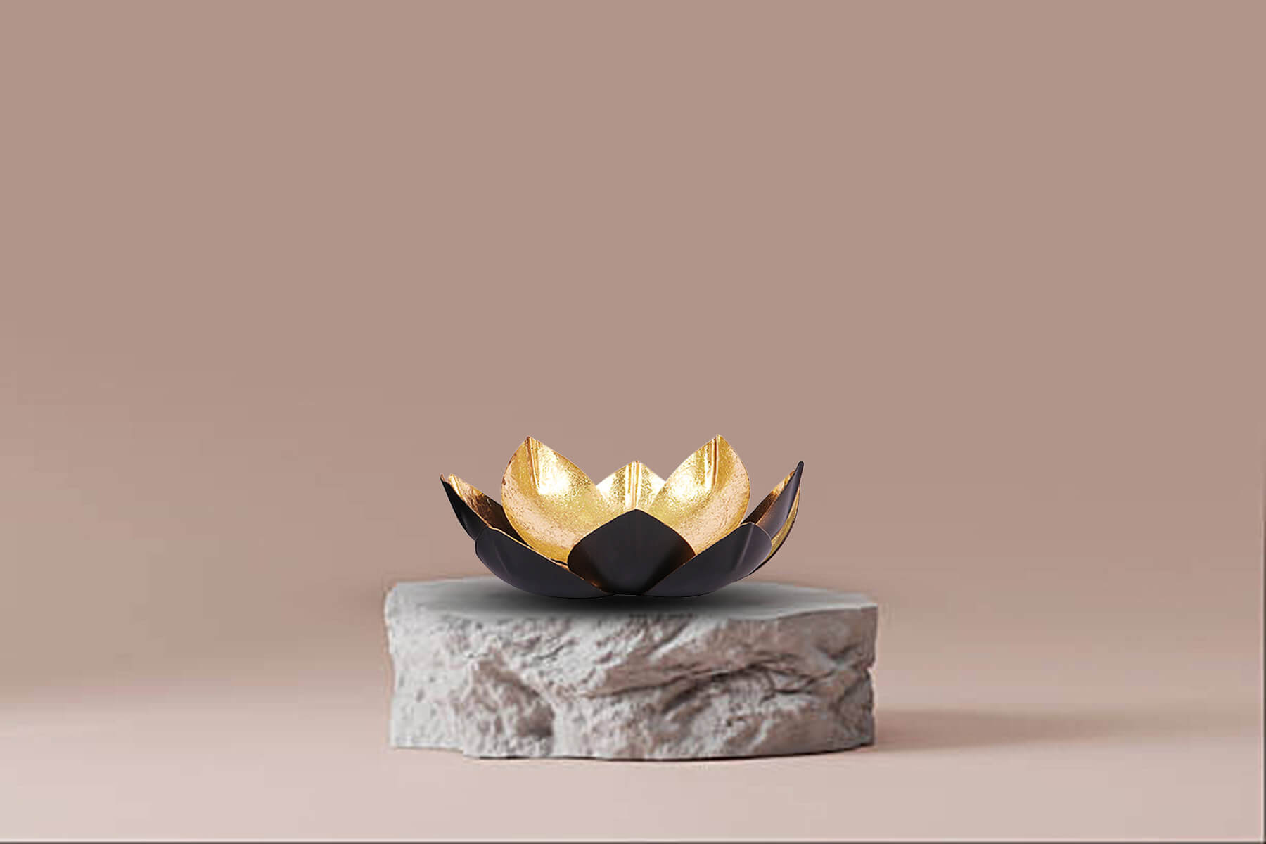 LARGE SHIMMER LOTUS TEALIGHT HOLDER SET OF 2