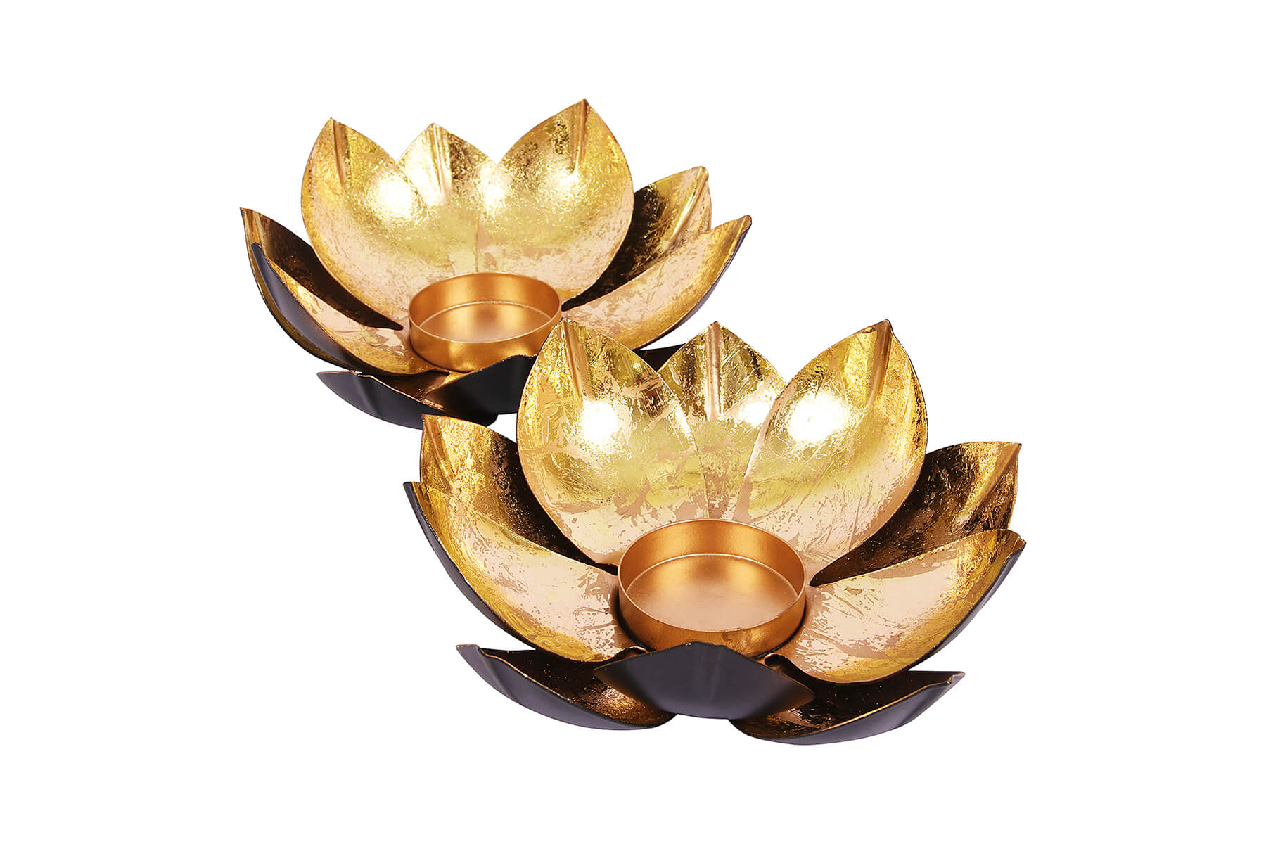 LARGE SHIMMER LOTUS TEALIGHT HOLDER SET OF 2
