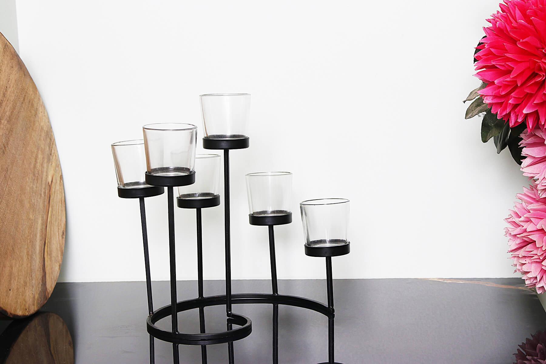 TEALIGHT HOLDER BLACK METAL FRAME