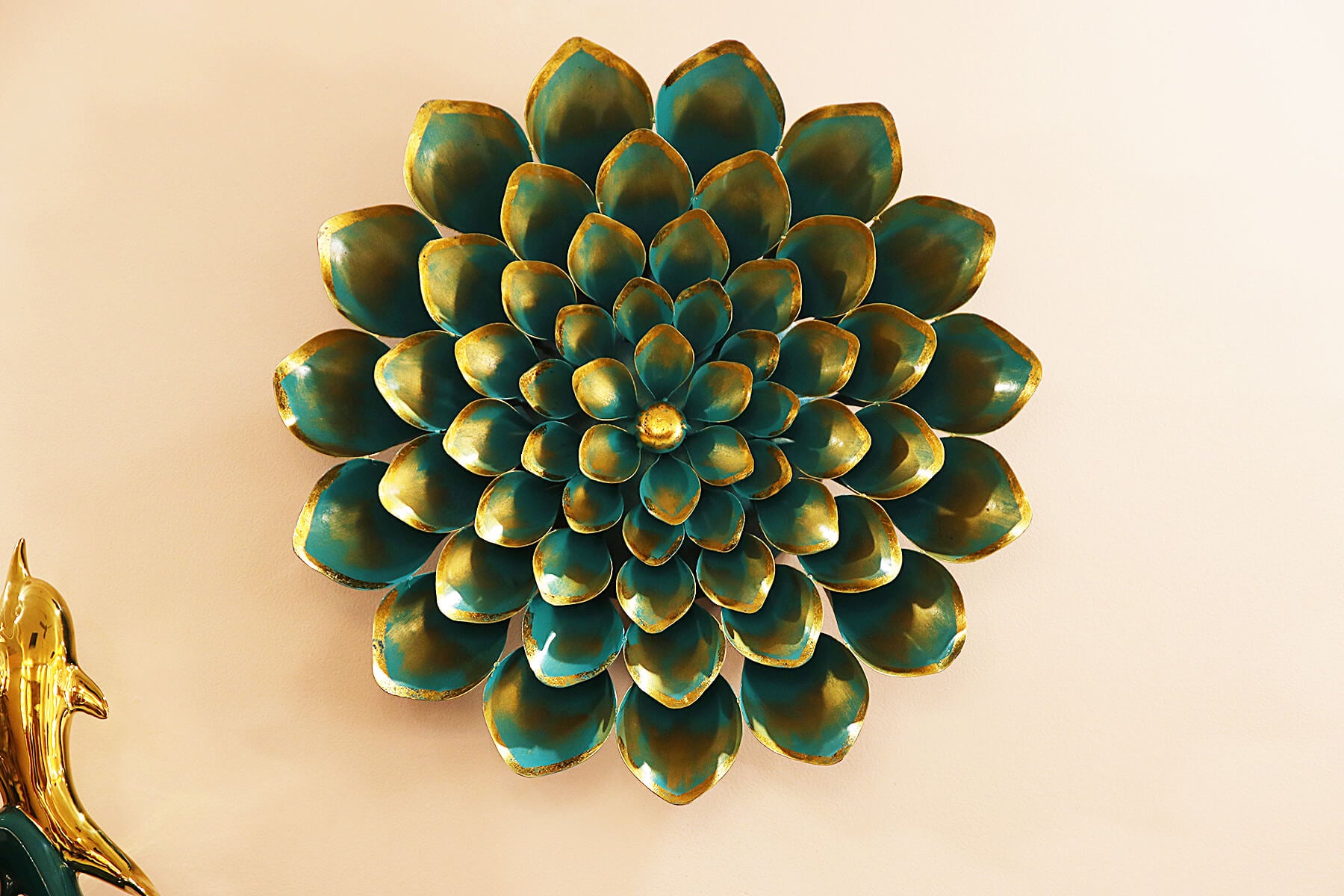 Handcrafted Teal Floral Wall Art for Contemporary Interiors