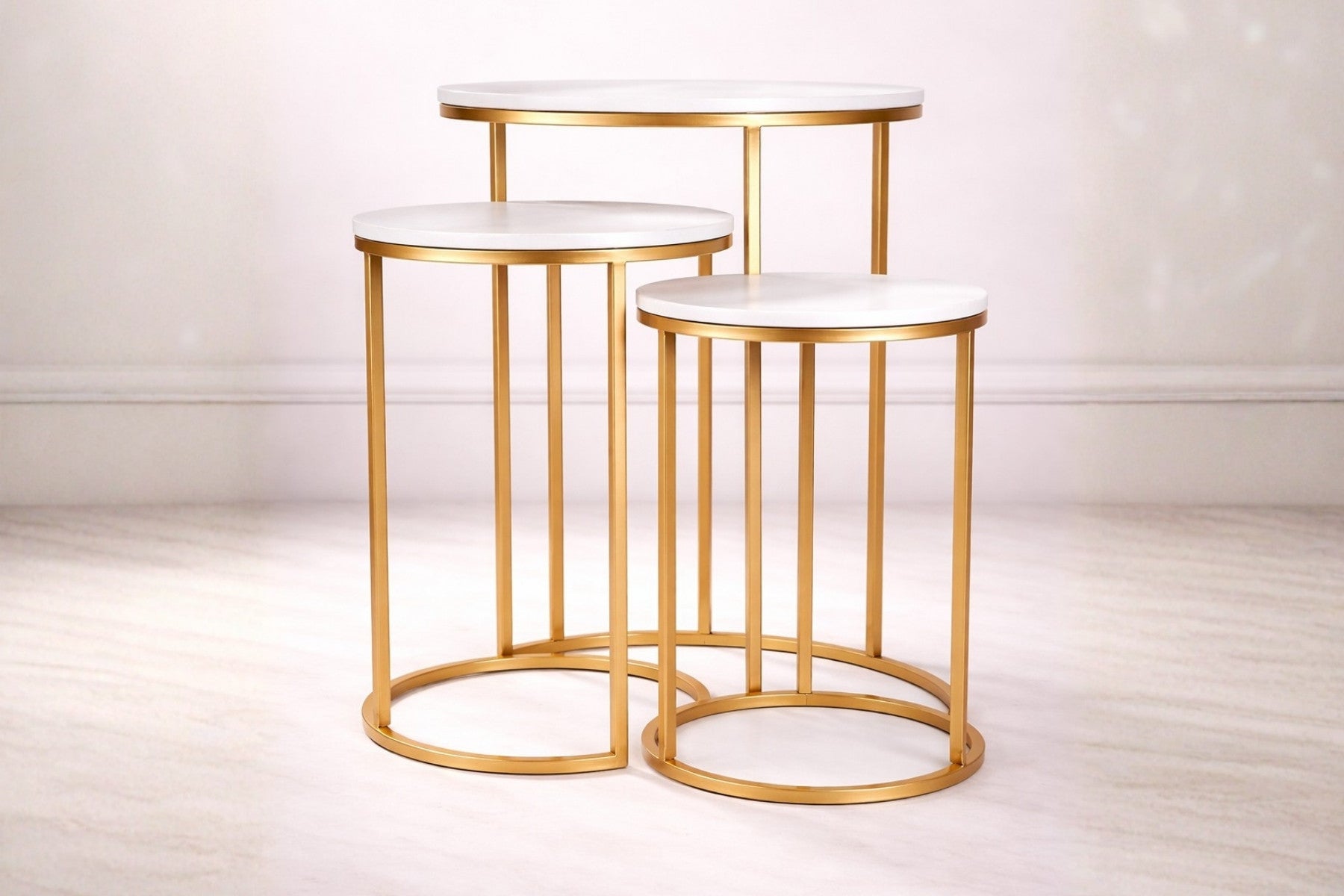 WHITE AND GOLD MARBLE NESTED TABLES
