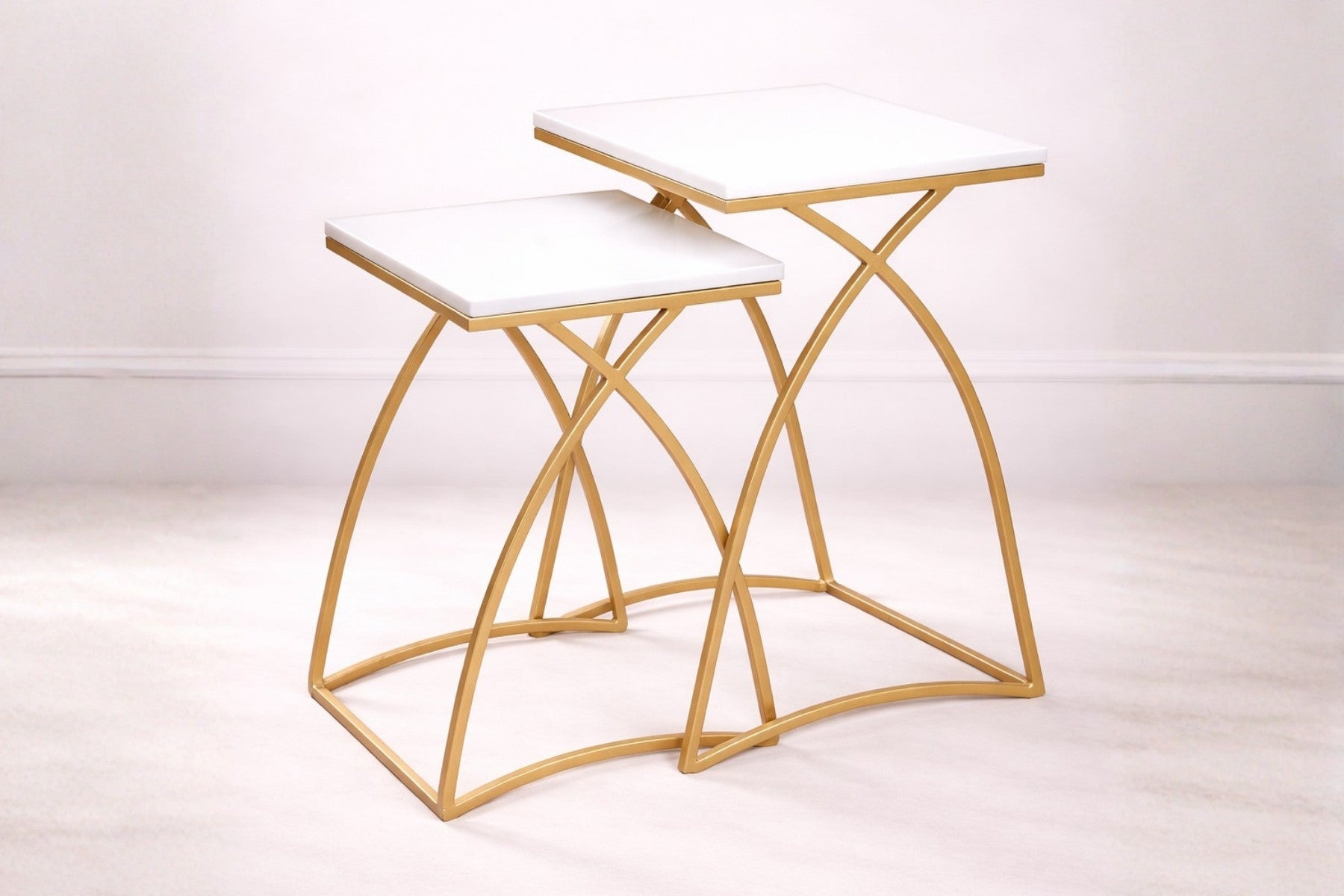 WHITE TOP GOLD FRAME TABLES