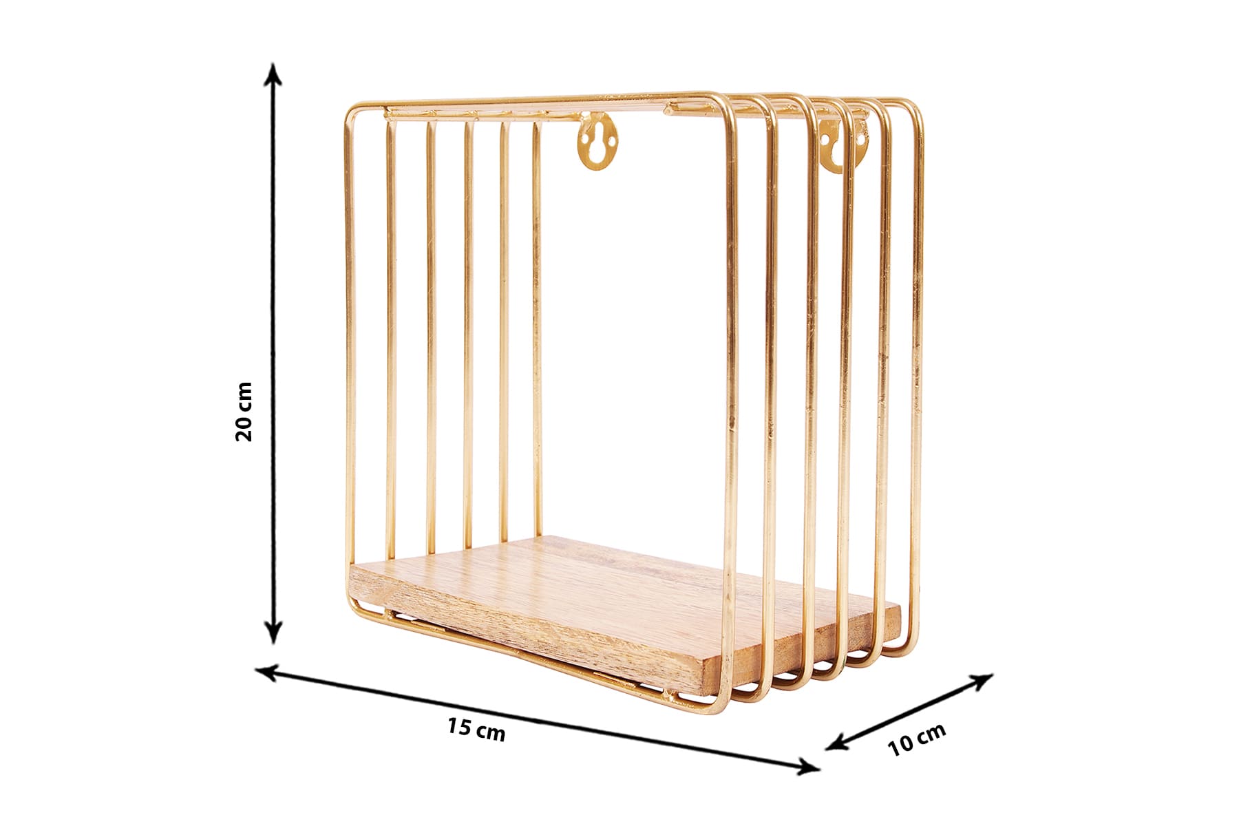 PLAIN SQUARE SHELF WITH WOOD SLAB