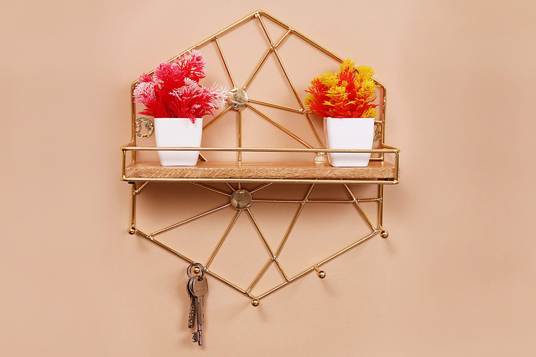 GOLDEN HEXAGON WALL SHELF