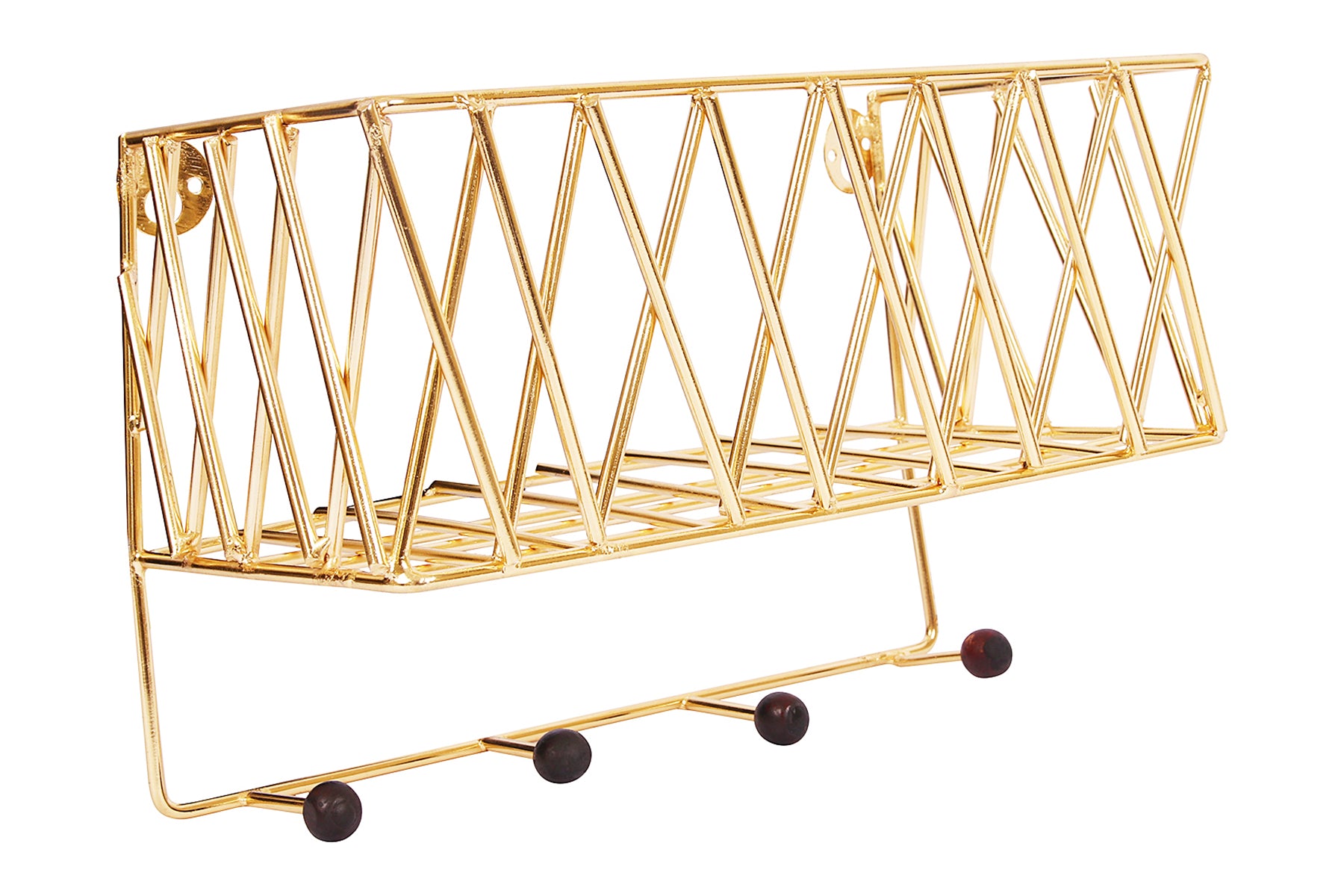 Gold Metal Wall Shelf Rack for Decor & Storage