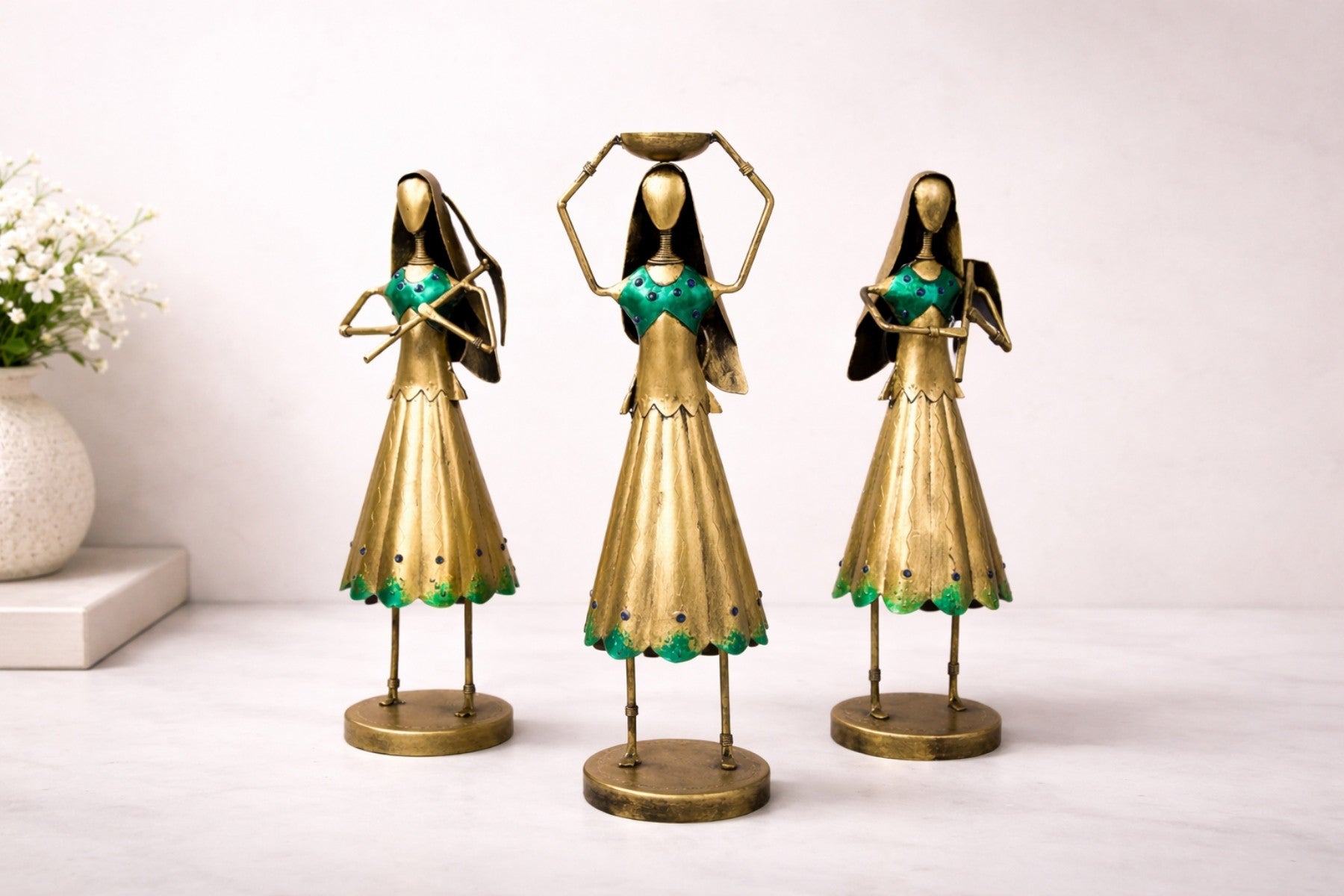 LADY WORKER STATUE SET OF 3 FIGURINES