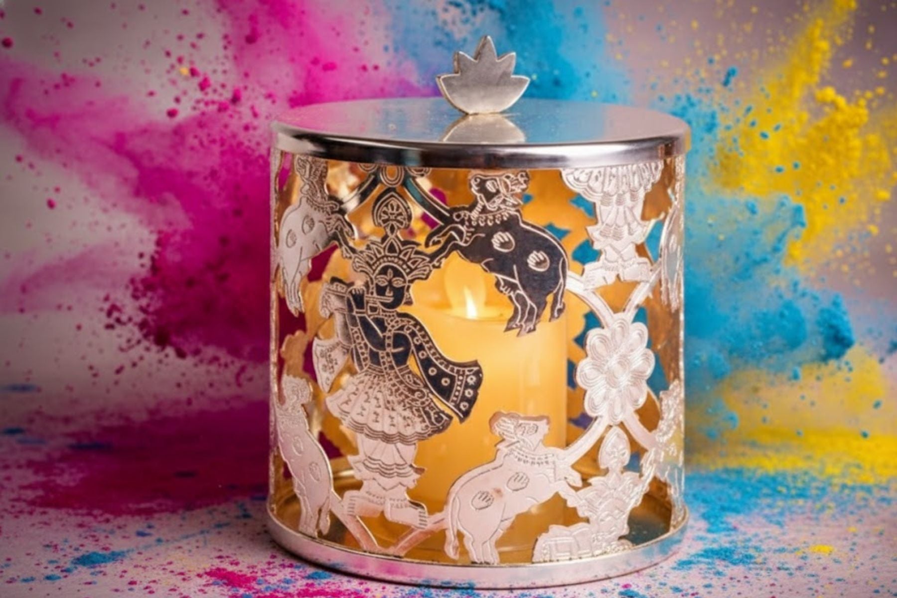 SILVER CANDLE HOLDER FOR FESTIVE DÉCOR & HOME DECORATION