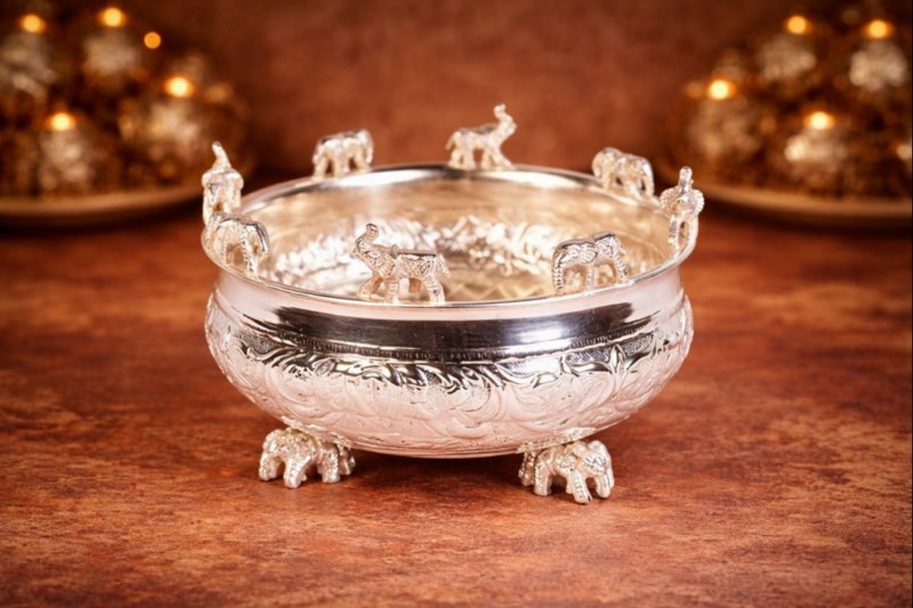 SILVER URLI BOWL FOR FESTIVE DÉCOR & HOME DECORATION